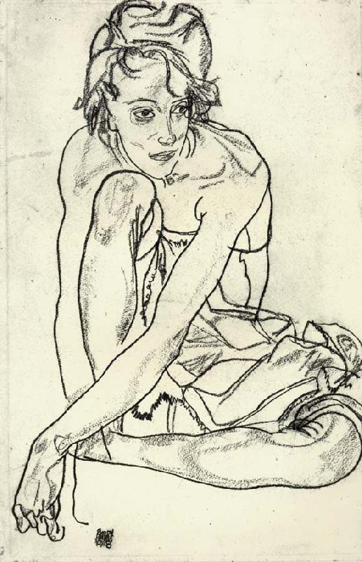 Egon Schiele Squatting Woman oil painting image